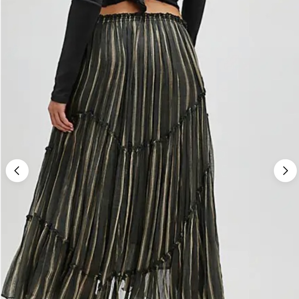Free People Black and Gold Maxi Skirt - Picture 2 of 6